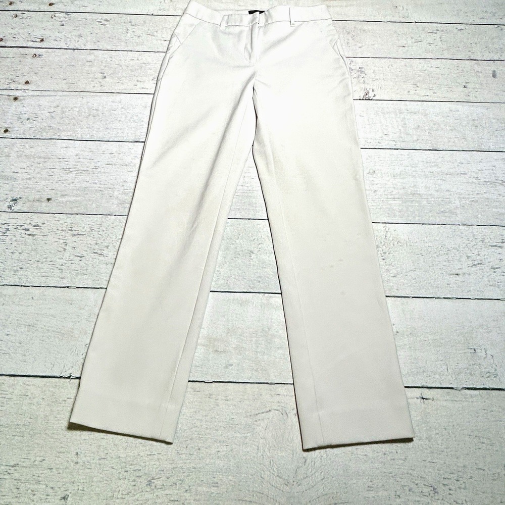 White House Black Market Women’s White Slim Fit Ankle Pants, Stretch Twill, 2